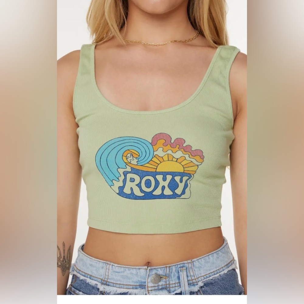 Roxy Malena Sun Alt Dive Tropical Graphic Crop Tank